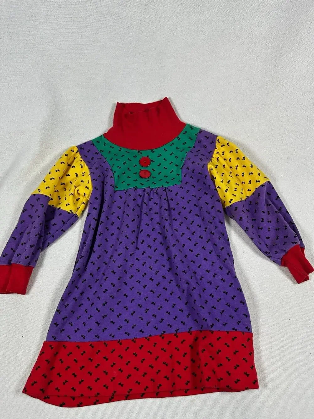 Vintage Le Top Girls 2T Multicolor Knit Turtleneck Long Sleeve Shift Dress